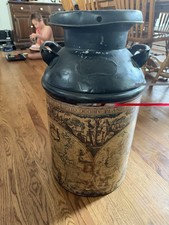 Antique Vintage Metal Milk Dairy Jug Container Can Paramount painted rustic picture