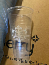 (40 PACK) SEALED, STARBUCKS Disposable Clear Plastic CUPS (26 oz) First Sip picture
