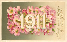 Embossed Winsch New Years Postcard Year Date 1911 Flowers picture
