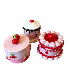 VIRAL Sweet Treats Pink Mini Cakes Set of 3 Valentine's Day Holiday Decor New picture