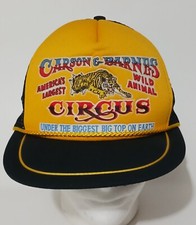 Vtg Carson & Barnes Circus Snapback FoamMesh Truckers Hat Black Yellow Gold Rope picture