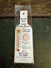 Vintage Willow Falls Straight Bourbon Whiskey Advertising Thermometer NOS picture