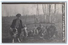 Hunting Boys Postcard RPPC Photo Duck Rabbit Havard c1910's Unposted Antique picture