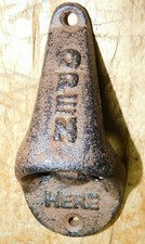 ANTIQUE Style Rustic Cast Iron OPEN HERE Wall Mounted Bottle Opener Soda Beer picture