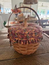 LONGABERGER 1995 Large Pumpkin Basket Lid Protector wt Liner Halloween/Fall  picture