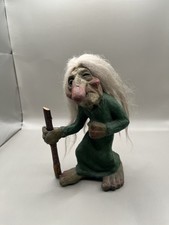 Vintage NyForm Norway Witch Troll Old Lady W/Walking Stick #113 Figurine 7” picture