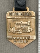 Vintage Caterpillar Marine Diesel Watch Fob Leather Strap Metal Arts Co NY picture