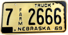Nebraska 1969 Farm Truck License Plate Tag Vintage Garage Madison Co Collector picture