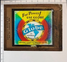 1920's  Globe Universal Gasoline Petroleum Vintage Magic Lantern Slide (RARE) picture