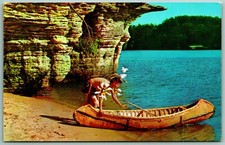Native American Canoe Swallows Nest Wisconsin Dells WI UNP Chrome Postcard J14 picture