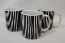 Marimekko VARVUNRAITA Black & White Striped Set of 3 Coffee Mugs Modern MCM Mod picture