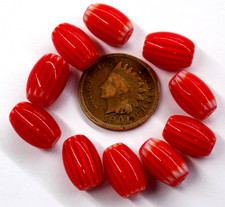 10 RARE Chevron Trade Beads RED African Trade   CC2   Bin W14 picture