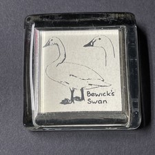 Vintage 1960s Bewick's Swan Tundra Swan Glass Paperweight Desktop Art picture