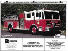 RANGER FIRE APPARATUS BRAINTREE MASSACHUSETTS PEMFAB 87 PUMPER COLOR PHOTO 8X10 picture