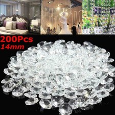 200PC Clear Crystal Glass Chandelier Part Prisms Octagonal Beads Decor 14MM picture