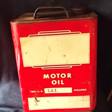Vintage Red & White Metal Motor Oil Can Gas & Oil Advertising Collectible picture
