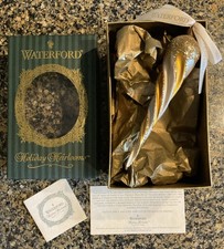 WATERFORD Golden Icicle Blown Glass Christmas Ornament Opulence In Box picture