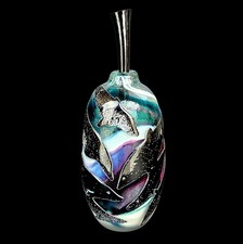 Vintage 1993 Studio Iridiescent signed Art Glass Perfume Bottle Dolphin Motiff picture