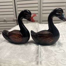 Vintage Hand-Carved Wooden Korean Wedding Ducks / Swans Figurine Pair picture