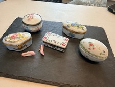 Limoges France Lot of 5 Porcelain Floral Trinket Boxes with Lids Assorted picture