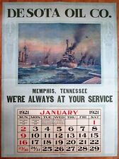 Memphis, TN 1921 WWI Military Ship Oil Advertising Calendar Giant  35x47 Poster picture