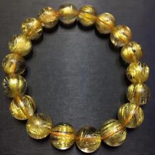 New Genuine Natural Gold Rutilated Quartz Round Beads Jewelry Gift AAAA 11mm picture