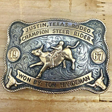 Vintage 1967 Nelson Silvia Houston Sterling Silver 10K Gold Rodeo Buckle Rare picture