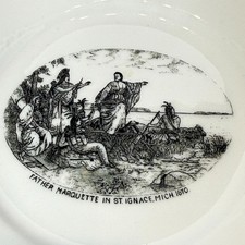 ST IGNACE MICHIGAN MI Antique Souvenir China TRINKET DISH PLATE picture