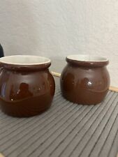 Vintage Small Bean Pots & Custard Cups Brown Glaze Crocks Lot 2 picture