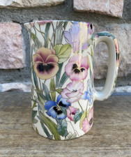 Made In England Ceramic/Porcelain Floral Pitcher With Gold Accents picture