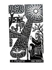 Ivan Borges “O Presépio” Signed Brazilian Woodcut Print 2006 – Nativity Folk Art picture
