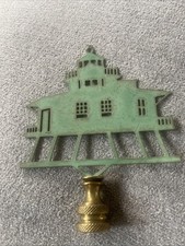 Vintage Art Deco Style Green metal lamp Finial If House Asian ? picture