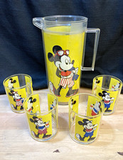 Vintage 1980s Disney Mickey Mouse Acrylic Pitcher 4 Tumblers  Drinkware Set picture