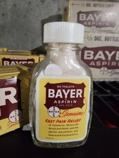 Vintage Bayer Glass Aspirin Bottle Full 50 ct.  picture