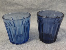 Antique 1850's EAPG Flint Glass Whiskey SHOT. VIOLET & COBALT picture