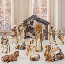 KIRKLAND SIGNATURE - HAND PAINTED NATIVITY 14 PIECE SET - NEW OPEN BOX picture