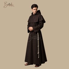 Brown Monk Habit with Hood Franciscan Style Monastic Robe  Custom Tailored picture