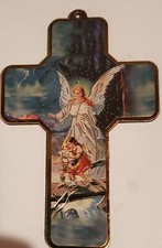 PICTURE CROSS ON WOOD - GUARDIAN ANGEL picture