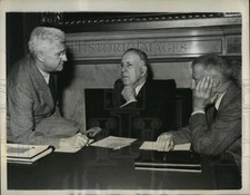 1940 Press Photo Adm. Harold R. Stark, Sen.David I.Walsh and Sen. Frederick Hale picture