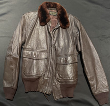 1950s US Navy Leather Flight Jacket G-1 Size 38 Cagleco MIL-J-7823 + 3 Patches picture