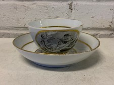 Antique Grisaille Painted Tea Cup / Bowl & Saucer w/ Cupid & Flora Carriage Dec. picture