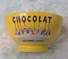 Vintage Chocolat Delespaul-Havez Yellow Footed Bowl Ceramic Halluin France picture