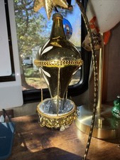 Vtg Mercury Glass Hot Air Balloon Christmas Ornament Silver W Gold Accents 3.75