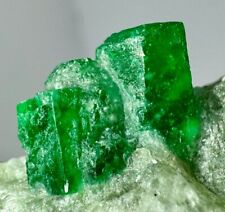 66 Carat Full Terminated Top Green Emerald Crystals On Matrix From Swat PK picture