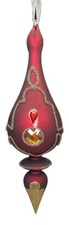 9” Red Glass Gold Glitter Jeweled Finial Christmas Ornament Dillards Trimmings picture