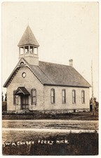 real photo Ferry MI - Church antique postcard RPPC picture