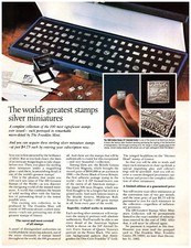 1983 PRINT AD, Franklin Mint World's Greatest Stamps Silver Miniatures Inverted picture