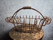 Vintage French Style Twisted Wire Gathering Basket Primitive Farmhouse Decor picture