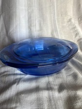 Vintage Anchor Hocking Fire-King Royal Blue Oval Casserole Baking Dish with Lid picture