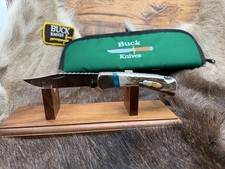Buck WBC 110 Knife Stag Handle Stainless Blade & Feature Leather Sheath Mint Box picture